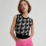 Luna Cat Knit vest [Black] (6679675830390)