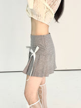 1021. Wool Double ribbon pleats mini sk (2color)