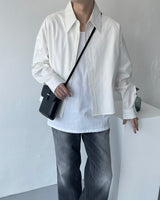 ウォッシングルースフィットクロップシャツ / ECT Washing Loose-Fit Cropped Shirt (4 colors)