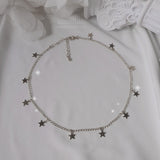 [Aespa Karina Necklace] Little Stars Choker Necklace - Silver Color