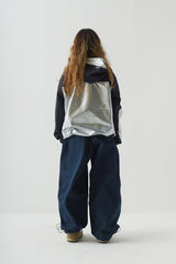 ウィンドブレーカーフーデッドステッチジャケット/BSR2223FWJK034 MMM WINDBREAKER HOODED STRETCH JACKET SILVER/NAVY