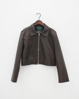 クラシックレザークロップドブルゾンジャケット / Classic leather cropped blouson jacket