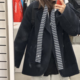 Stripe Muffler Navy Gray
