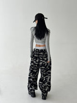 [UNISEX] Camouflage Fleece Wide Pants