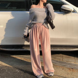 [BELLIDE MADE] Soft velvet velvet sweatshirt Wide pants