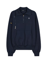 2WAY ZIPPER DETAIL HALF ZIP UP NAVY