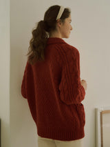 Cable collar cardigan (6653796647030)