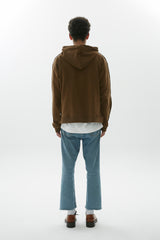 ハーフディフェレントフーディー / Half Different Hoodie, Light brown/Dark brown