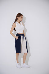 TOP(9354) Collar Half Zip Up Crop Sleeveless