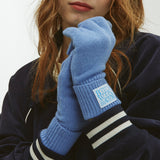 BUBBLE LABEL CASHMERE WOOL BLENDED GLOVES_BLUE