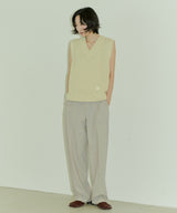 UNISEX PINTUCK STITCH WIDE PANTS W - LIGHT BEIGE (6689418150006)
