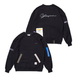 ZIPPER OVERSIZED CREWNECK BLACK / WHITE MELANGE