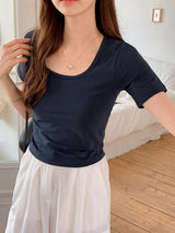 シンプルクロップ半袖Tシャツ