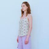 レースストラップノースリーブトップ (ウォールペーパー) / LACE STRAP SLEEVELESS TOP, BEIGE (WALL PAPAER)
