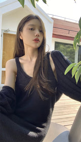 black knit long dress