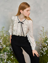 フリルシャーリングリボンブラウス / Frill Shirring Ribbon Blouse