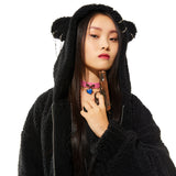 0 5 Punk Bear Fleece Jacket - BLACK (6626827403382)