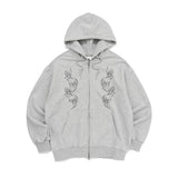 CAT FOOTPRINT GRAPHIC HOOD ZIP-UP (MELANGE)