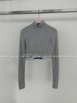 ウィナーナッピングバンディングクロップタートルネックTシャツ