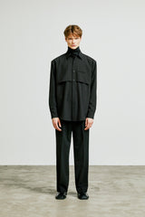trench welt pocket shirt jacket black (6615488757878)