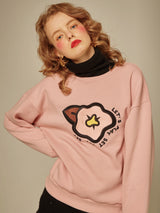 SETSETSET BIG FLOWER NAPPING SWEAT SHIRT PINK (6652493070454)