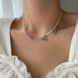 sspoi サージカルスティールトグルツーウェイパールゲストロックネックレス / sspoi Surgical Steel Toggle Bar Two-Way Pearl Guest Look Necklace