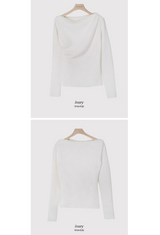 Rose Boat Neck Knit T-shirt + Tie Set (5color)