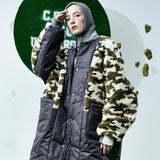 [UNISEX] Reversible Faux Fur Varsity Collar Coat (Camouflage) (6656656343158)