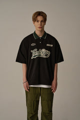RETRO MATCH-COLLAR T-SHIRTS(BLACK)
