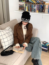 Heelan corduroy golden collar crop blouson jacket
