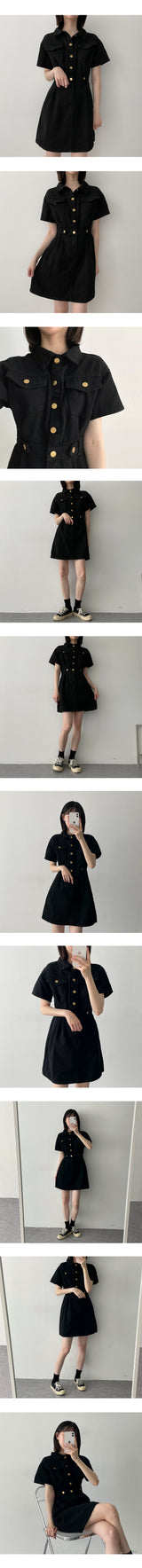 ラトコットンウォッシングポケットショートスリーブドレス / Rato Cotton Washing Pocket Short-sleeved Dress