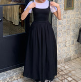ポエムバックリボンスリムノースリーブドレス / Poem Back Ribbon Slim Sleeveless Dress(2 colors)