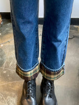 ワイドフィットロールアップチェックデニムパンツ/WIDE FIT ROLL-UP CHECK DENIM PANTS [6882]