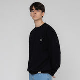 [UNISEX]Black odd flower embroidery sweatshirt
