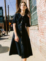 ツーボタンカラースティッチドレス / Two Button Collar Stitch Dress