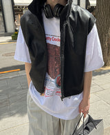 フードクロップレザーベスト (2 color)