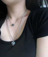 グレーマーブルハートネックレス / Gray marble heart necklace