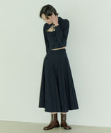 HIGH WAIST FLARE MAXI SKIRT - NAVY (6689408450678)
