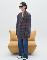Peaked Lapel Check Pattern Blazer (6596179001462)