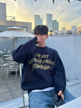 Brush lettering mohair knit