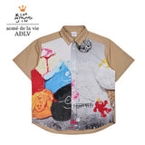 Edgewalker x acme de la vie プリンティング半袖シャツ ベージュ