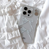 White pearl ribbon jelly hard case (clear)