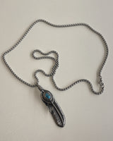 ターコイズフェザーネックレス / turquoise feather necklace