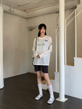 DIMUエアメッシュブロックコアプリント長袖Tシャツ