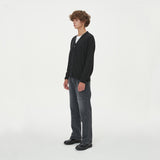 LAMBSWOOL V NECK CARDIGAN_BLACK (6612827209846)