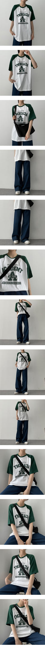 Pure color raglan short-sleeved T-shirt