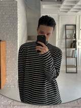 Never Peach Border High Neck T Shirt (2color) (6608574578806)