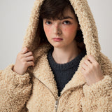 SHEARLING HOOD JUMPER, CUSTARD
