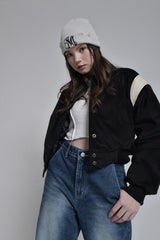 クロップバーシティージャンパー / crop varsity jumper (black)