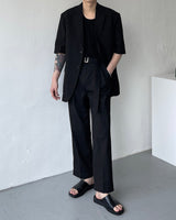 マンスリネンツータックベルトスラックス / Month )  linen two-tuck belt slacks (3 colors)